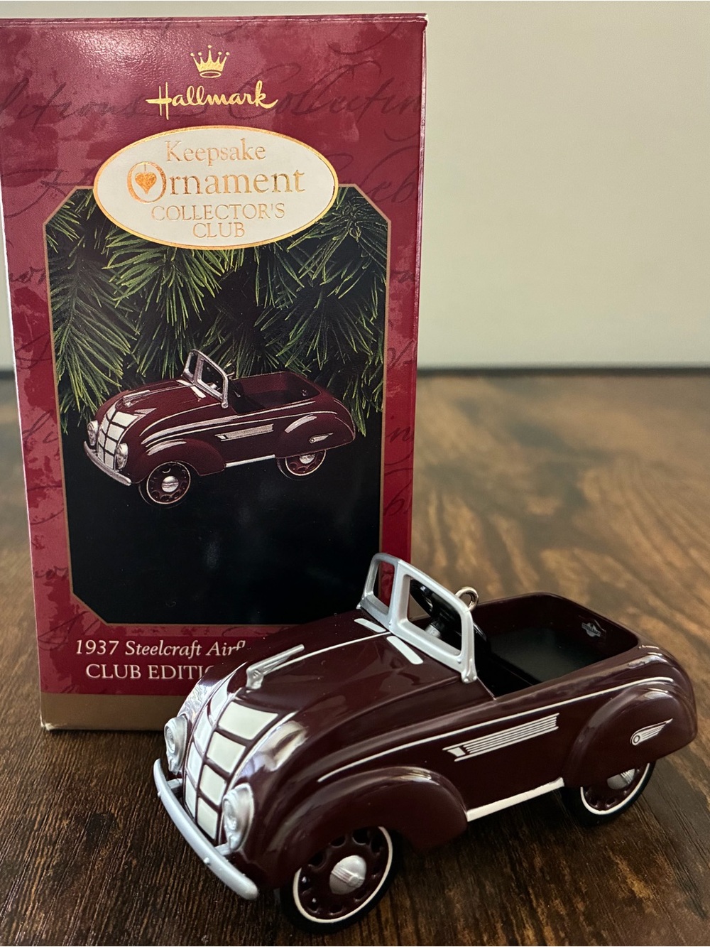 Hallmark Maroon and Silver 1937 Steelcraft Airflow Keepsake Ornament